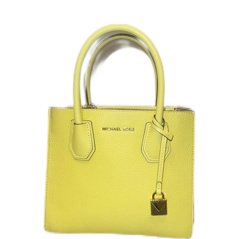 Michael Kors 8.5x7.5 Yellow Sunshine Mercer Leather Satchel Top Handle strap